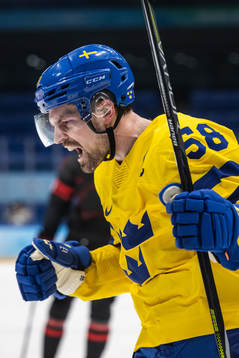 Anton Lander of Sweden celebrates