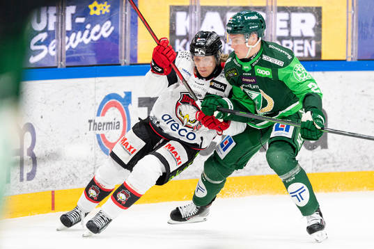 Malmö Redhawks Marcus Sylvegård och Färjestads Mattias