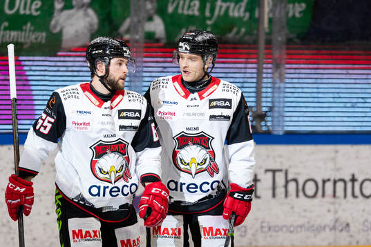 Malmö Redhawks Alexander Molldén och Frederik Storm deppar