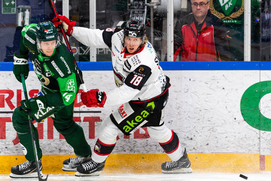 Färjestads Victor Ejdsell och Malmö Redhawks Marcus