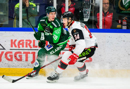 Färjestads Mattias Göransson och Malmö Redhawks Carl