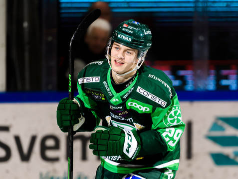 Färjestads Lucas Forsell jublar