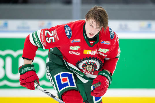 Frölundas Elmer Söderblom utan hjälm