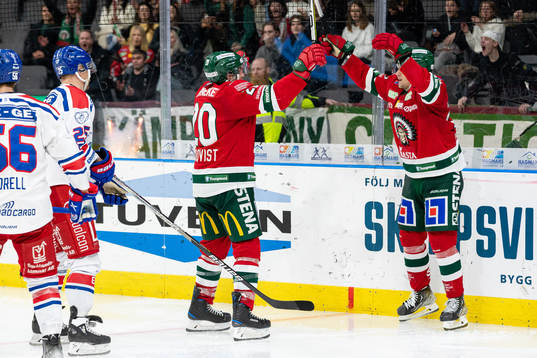 Frölundas Joel Lundqvist och Linus Nässén jublar
