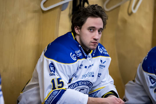 Leksands Max Veronneau innan ishockeymatchen i SHL mellan