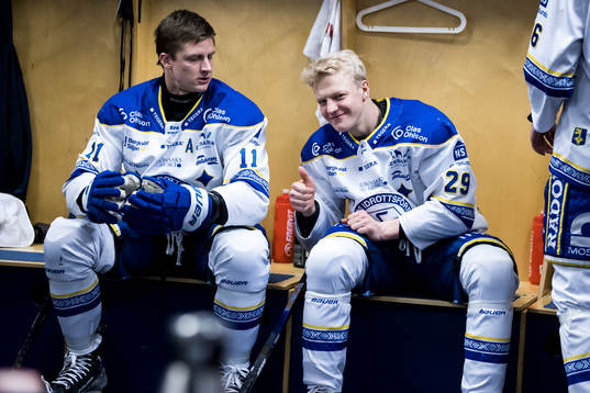 Leksands Martin Karlsson och Leksands Emil Heineman innan