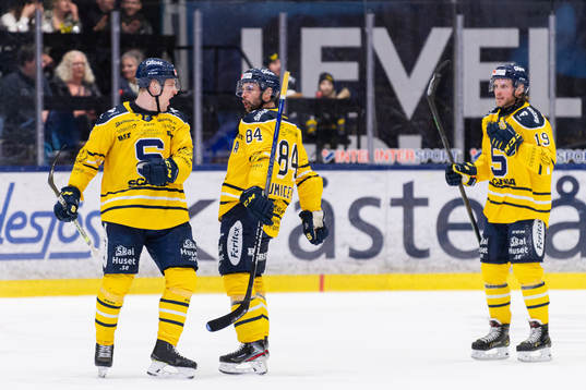 Södertäljes Alexander Anderberg och Dragan Umicevic jublar
