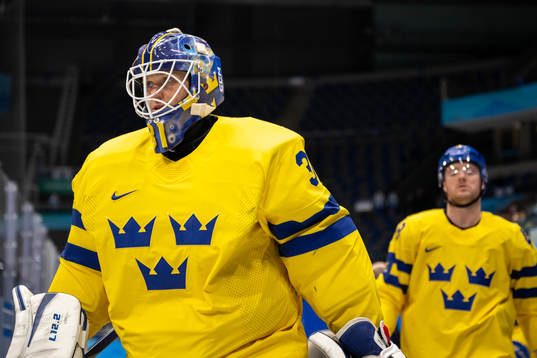 Goaltender Lars Johansson of Sweden