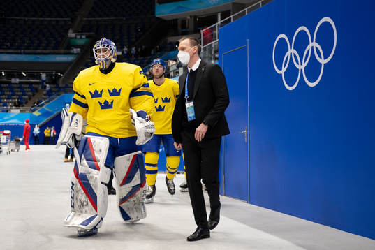 Goaltender Lars Johansson of Sweden