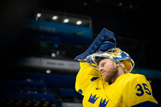 Goaltender Magnus Hellberg of Sweden
