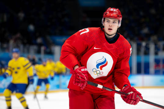 Alexander Nikishin of Russia in the men’s ice hockey