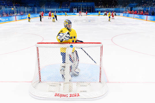 in the men’s ice hockey semifinal between ROC (Russia)