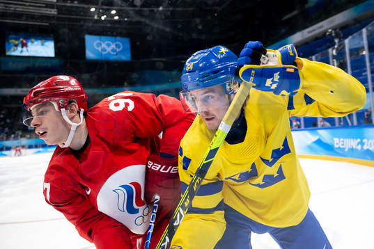 Nikita Gusev of Russia and Jonathan Pudas of Sweden in the