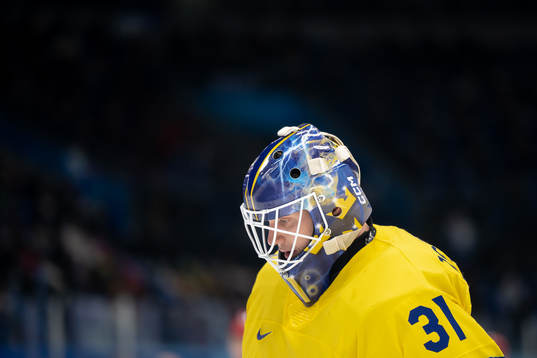 Goaltender Lars Johansson of Sweden in the men’s ice