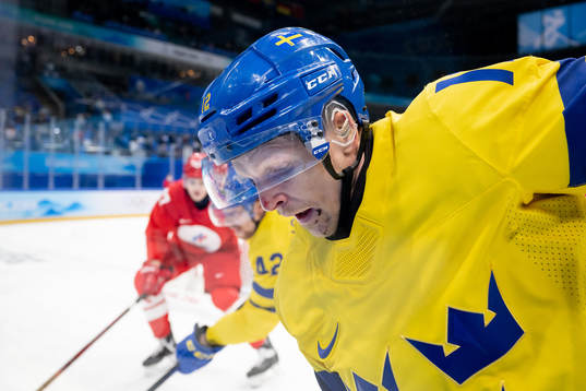 Max Friberg of Sweden in the men’s ice hockey semifinal