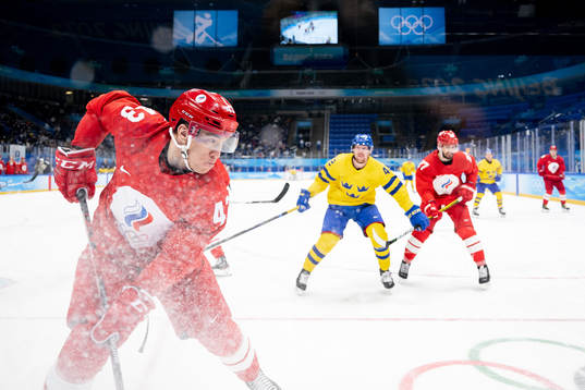 Damir Sharipzyanov of Russia in the men’s ice hockey