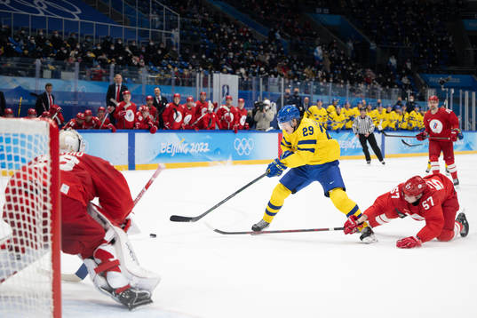 Pontus Holmberg  of Sweden in the men’s ice hockey