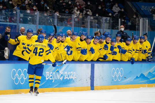 Joakim Norström of Sweden celebrates in the men’s ice