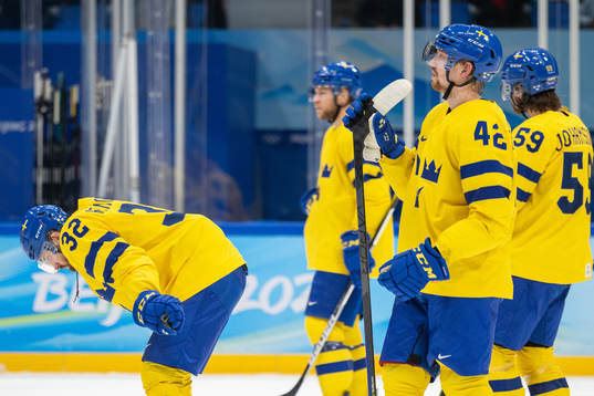 Lukas Bengtsson and Joakim Norström of Sweden look dejected