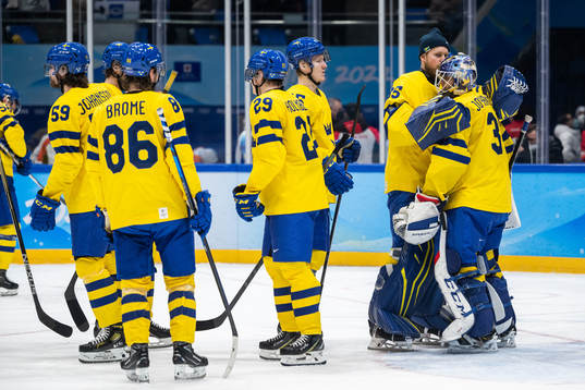 Goaltender Magnus Hellberg and goaltender Lars Johansson of