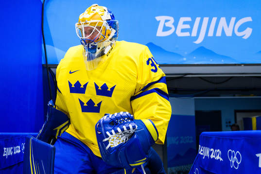 Goaltender Magnus Hellberg of Sweden