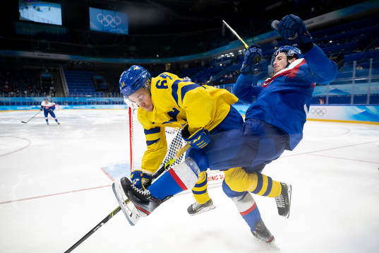 Jonathan Pudas of Sweden against Peter Cehlarik of Slovakia