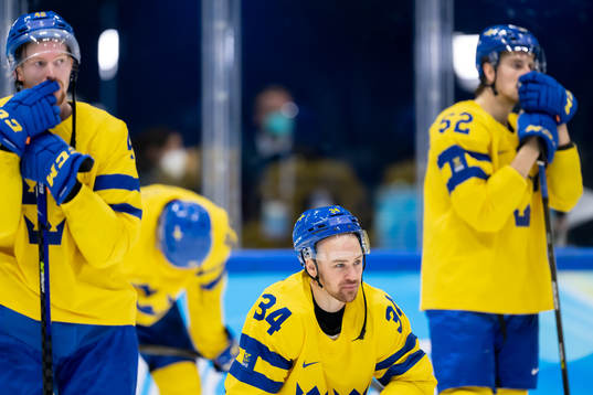 Daniel Brodin of Sweden looks dejected