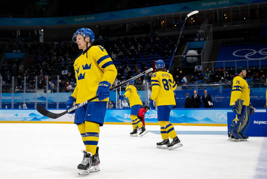 Max Friberg of Sweden looks dejected