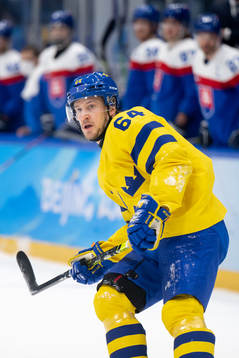 Jonathan Pudas of Sweden in the men's ice hockey bronze