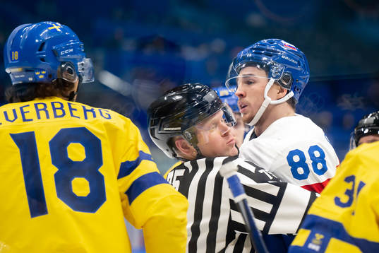 Kristian Pospisil of Slovakia in the men's ice hockey
