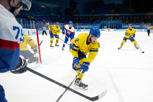 Christian Folin of Sweden in the men's ice hockey bronze