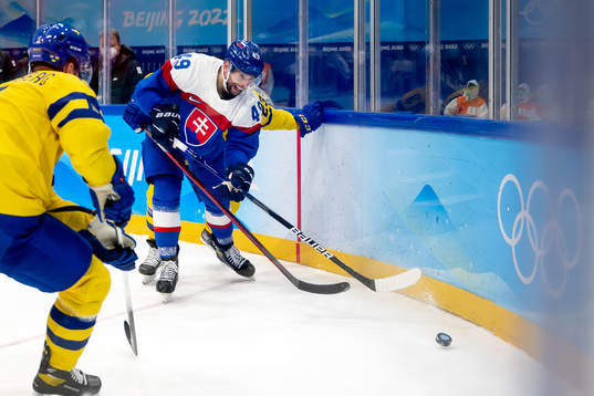 Samuel Takac of Slovakia in the men's ice hockey bronze