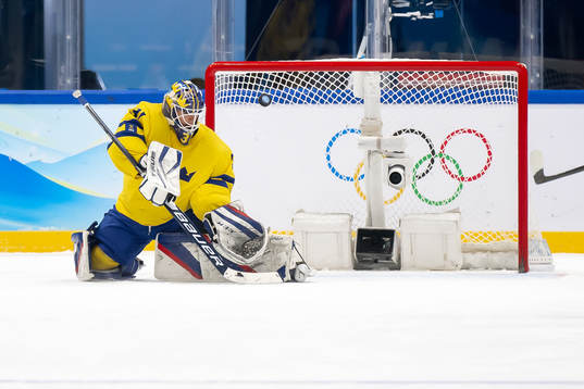 Goaltender Lars Johansson of Sweden in the men's ice hockey