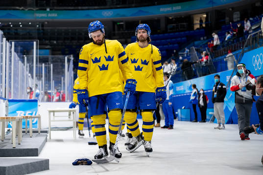 Lukas Bengtsson and Philip Holm of Sweden looks dejected