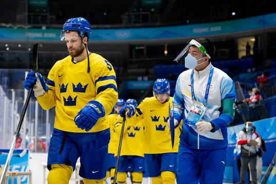 Oscar Fantenberg of Sweden looks dejected