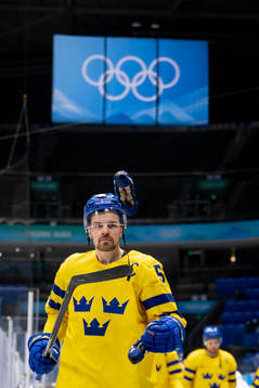 Anton Lander of Sweden looks dejected