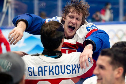 Michal Cajkovsky of Slovakia celebrate