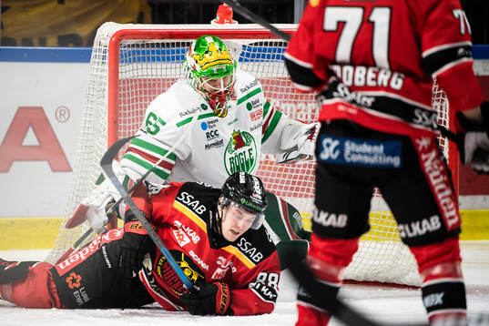 Rögles målvakt Christoffer Rifalk och Luleås Joonas Rask