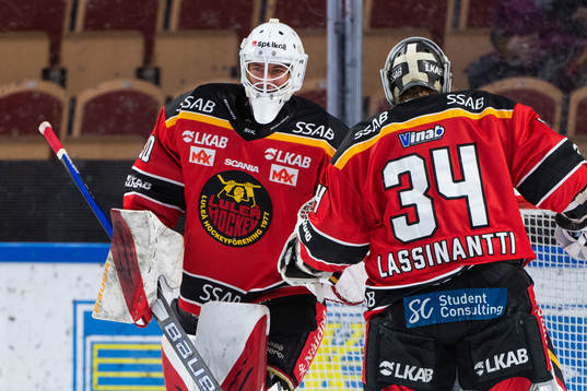 Luleås målvakt Sebastian Andersson och målvakt Joel