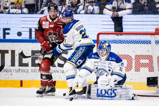 Leksands målvakt Kasimir Kaskisuo och Leksands Mikael