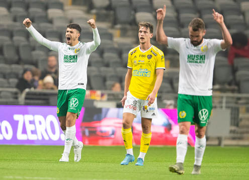 Hammarbys Edvin Kurtuluş och Mads Fenger Nielsen jublar