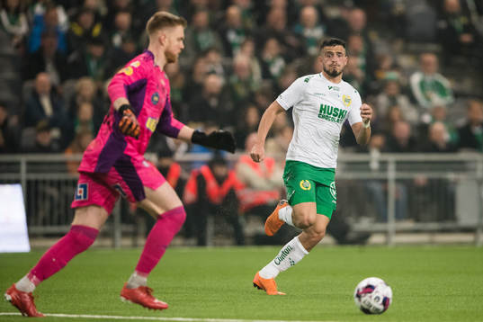 Falkenbergs målvakt Tim Erlandsson och Hammarbys Astrit