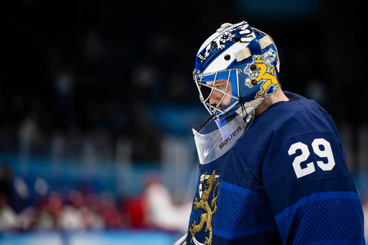 goaltender Harri Säteri of Finland in the men's ice hockey
