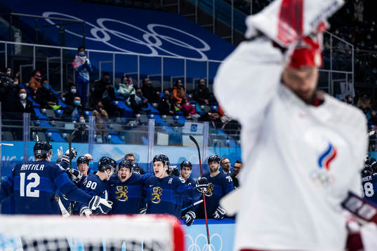 Ville Pokka of Finland celebrates