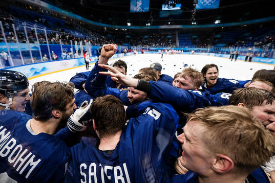 Players of Finland celebrate