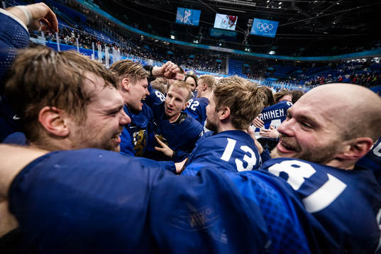Players of Finland celebrate