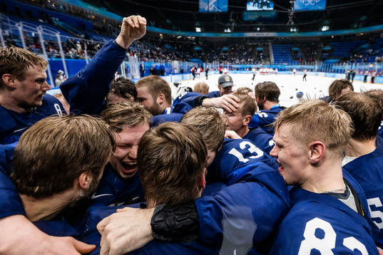 Players of Finland celebrate