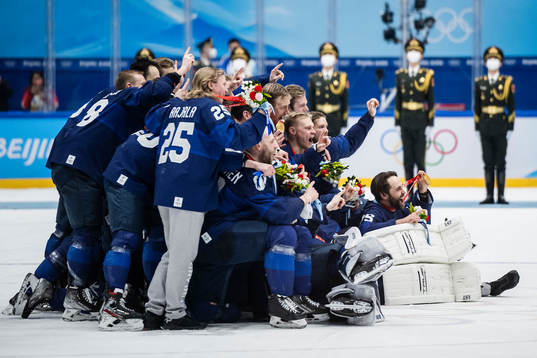 Players of Finland celebrate