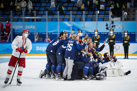 Players of Finland celebrate