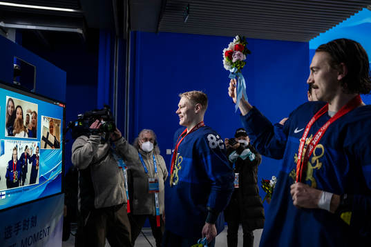 Harri Pesonen and Hannes Björninen of Finland celebrate
